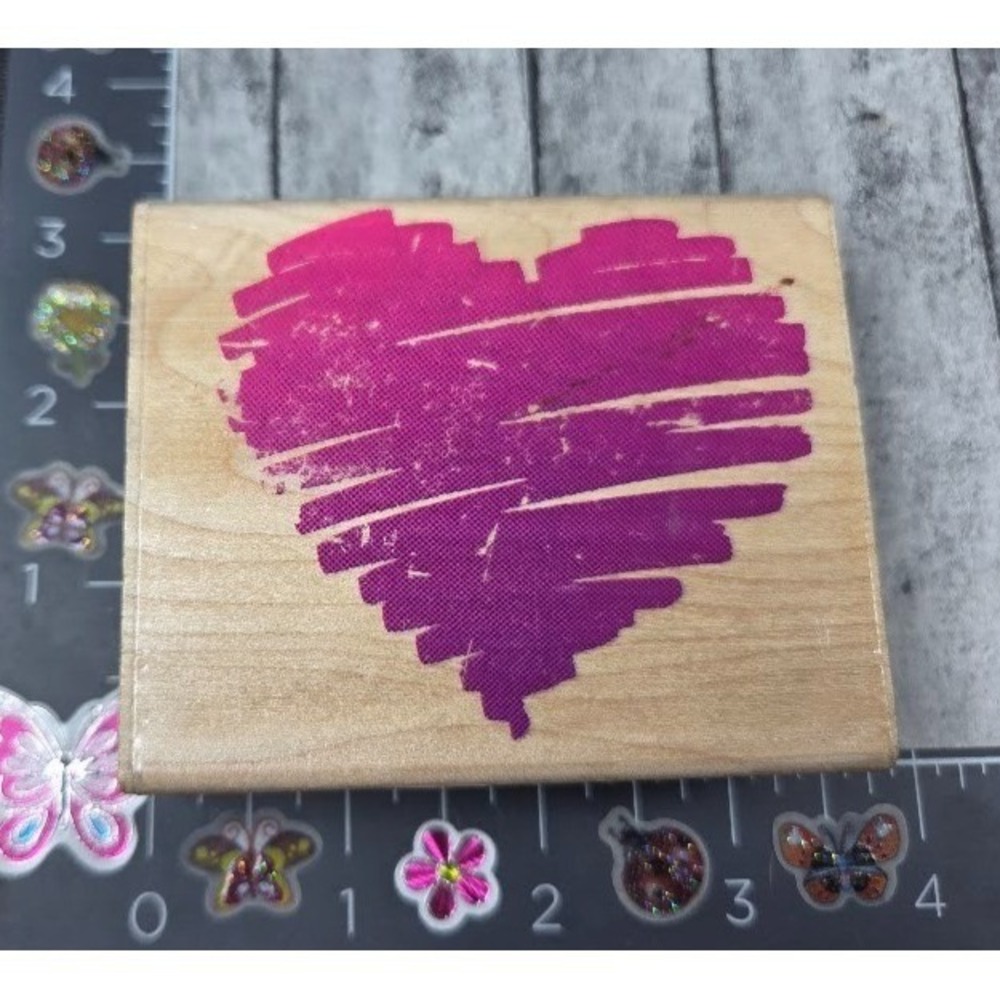 Rubber Stampede Sketch Of My Heart Z024 Rubber Stamp Wood #O35